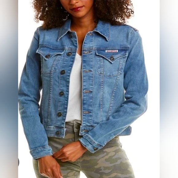 Blank NYC Jackets & Blazers - Hudson Classic Blue Distressed Cropped Jean Jacket